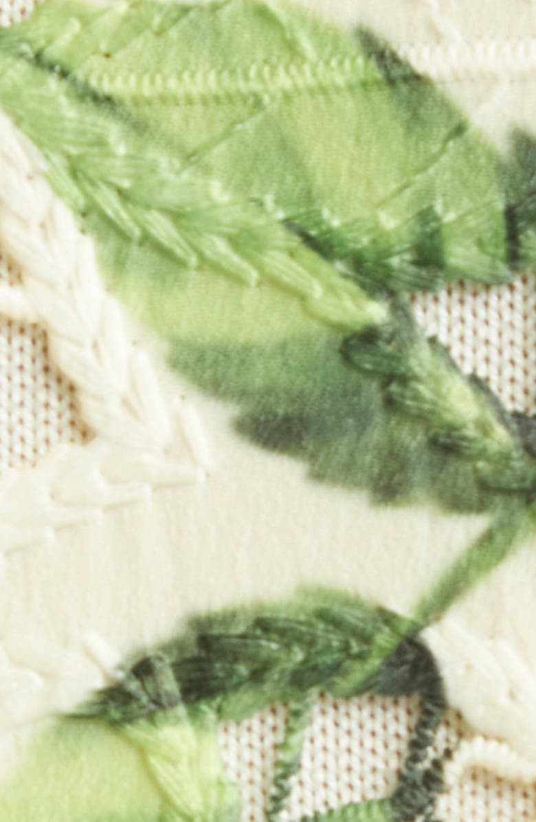 Oscar de la Renta Garden Rose Print Mixed Media Cardigan, Alternate, color,