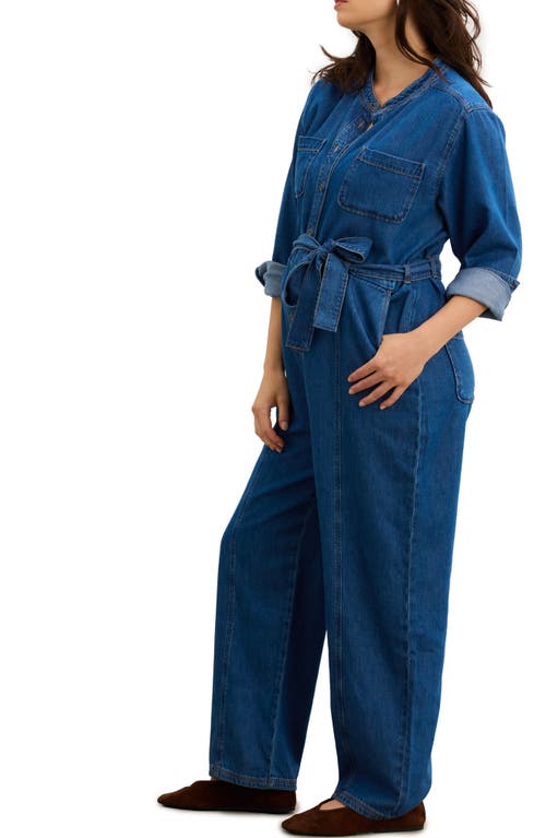 Hatch The Drapey Denim Jumpsuit In Blue