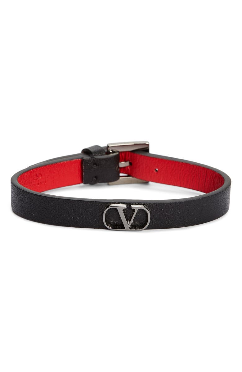 Valentino Garavani Men's VLOGO Leather Bracelet, Main, color,