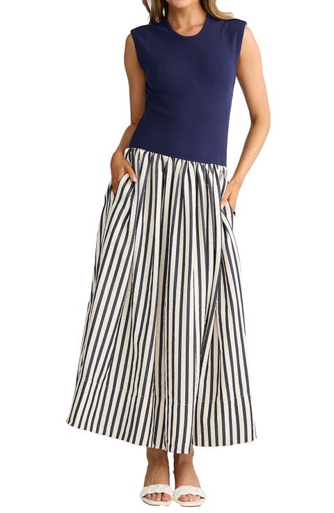 Daphne Sleeveless Mixed Media Dress