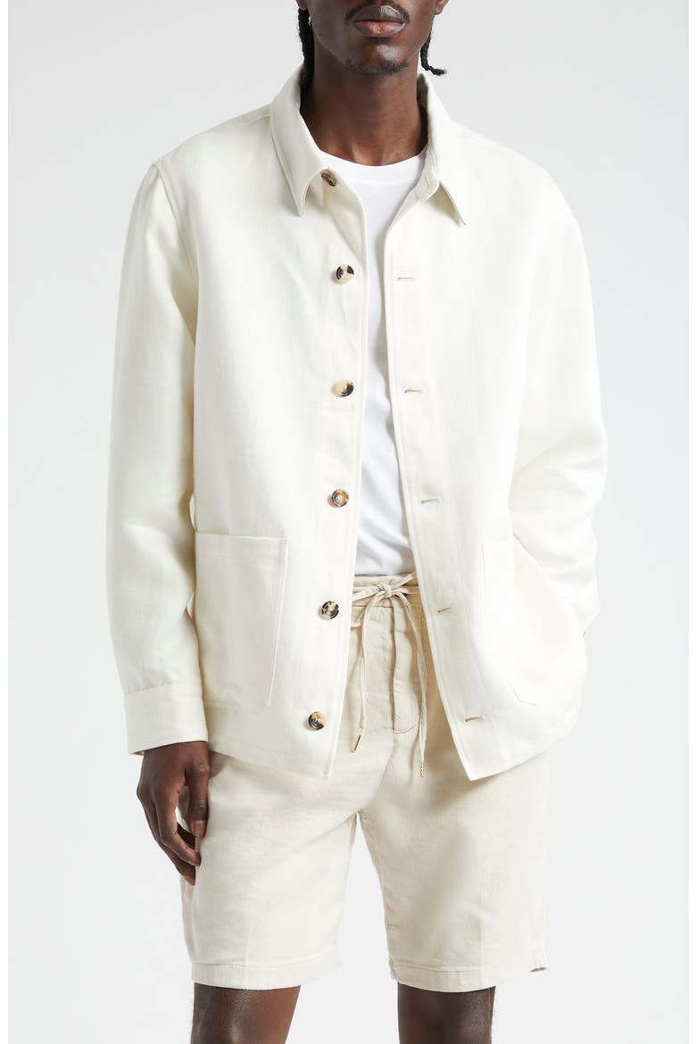 Patch Pocket Linen Overshirt, Main, color, WHITE