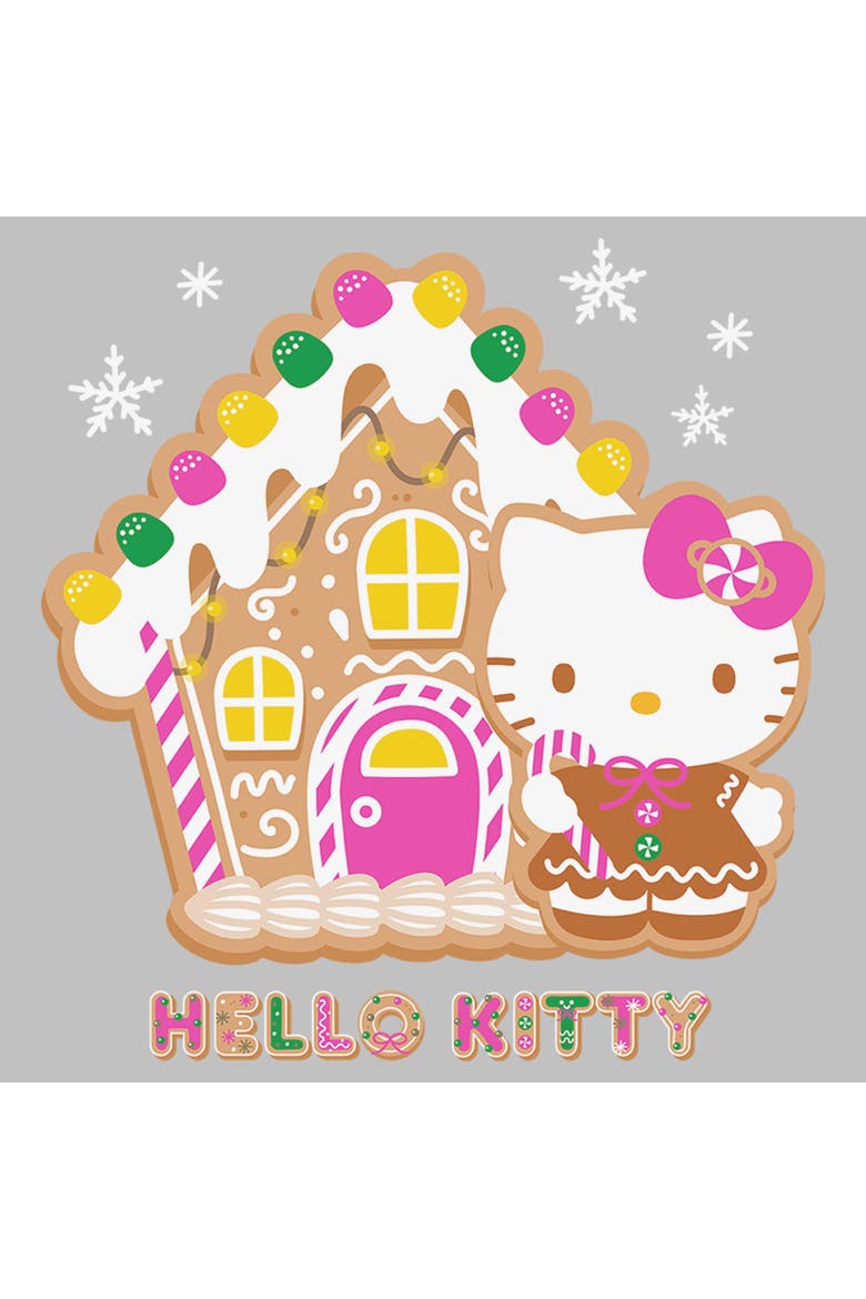 Women's Hello Kitty Gingerbread House and Kitty  Graphic T-Shirt, Alternate, color, Athletic Heather