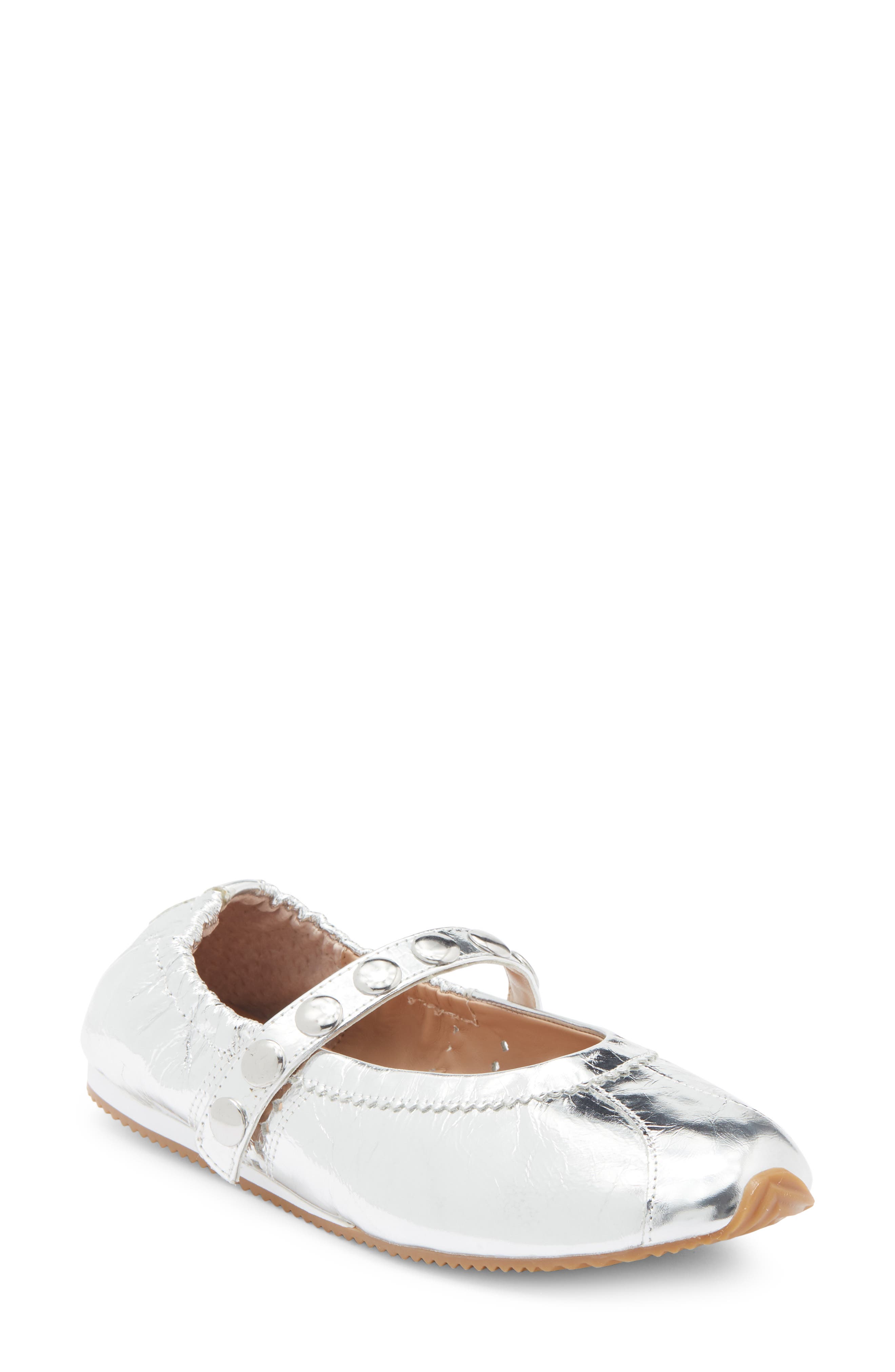 Steve Madden Anaya Mary Jane Flat, Main, color, Silver Leather