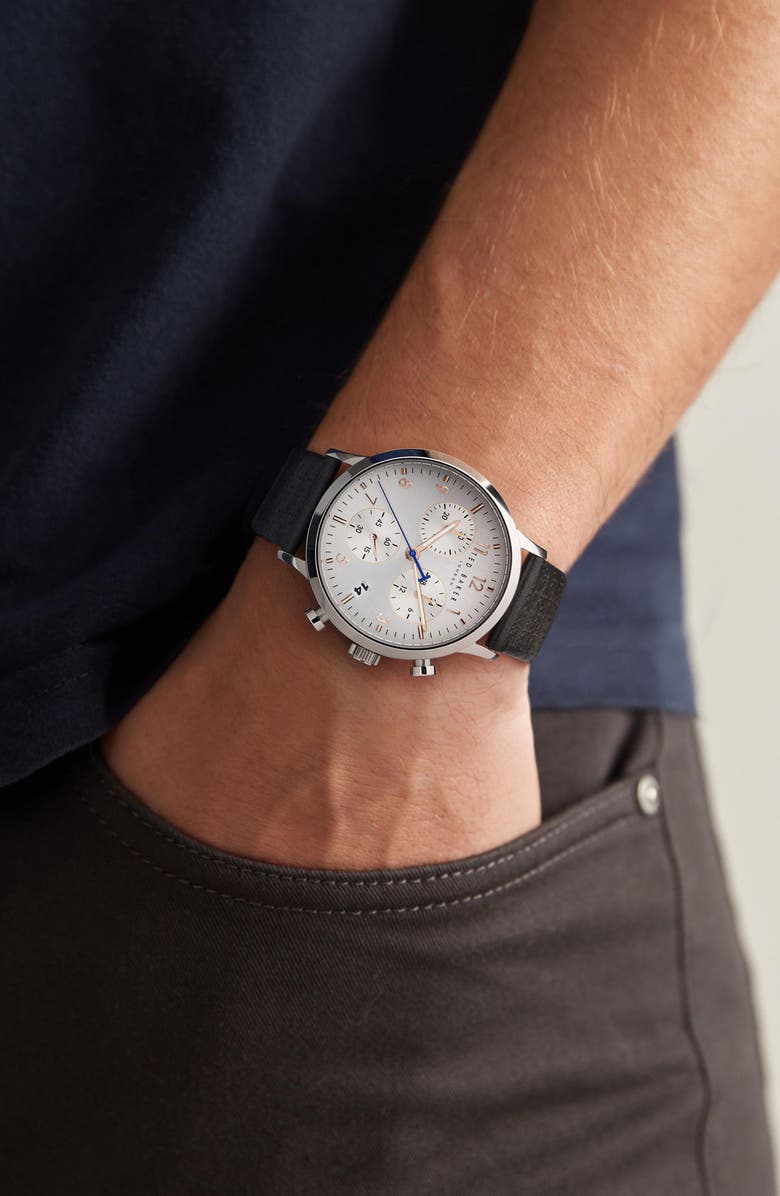 Ted Baker Cream Case Leather Strap Watch, 40mm, Alternate, color, Black