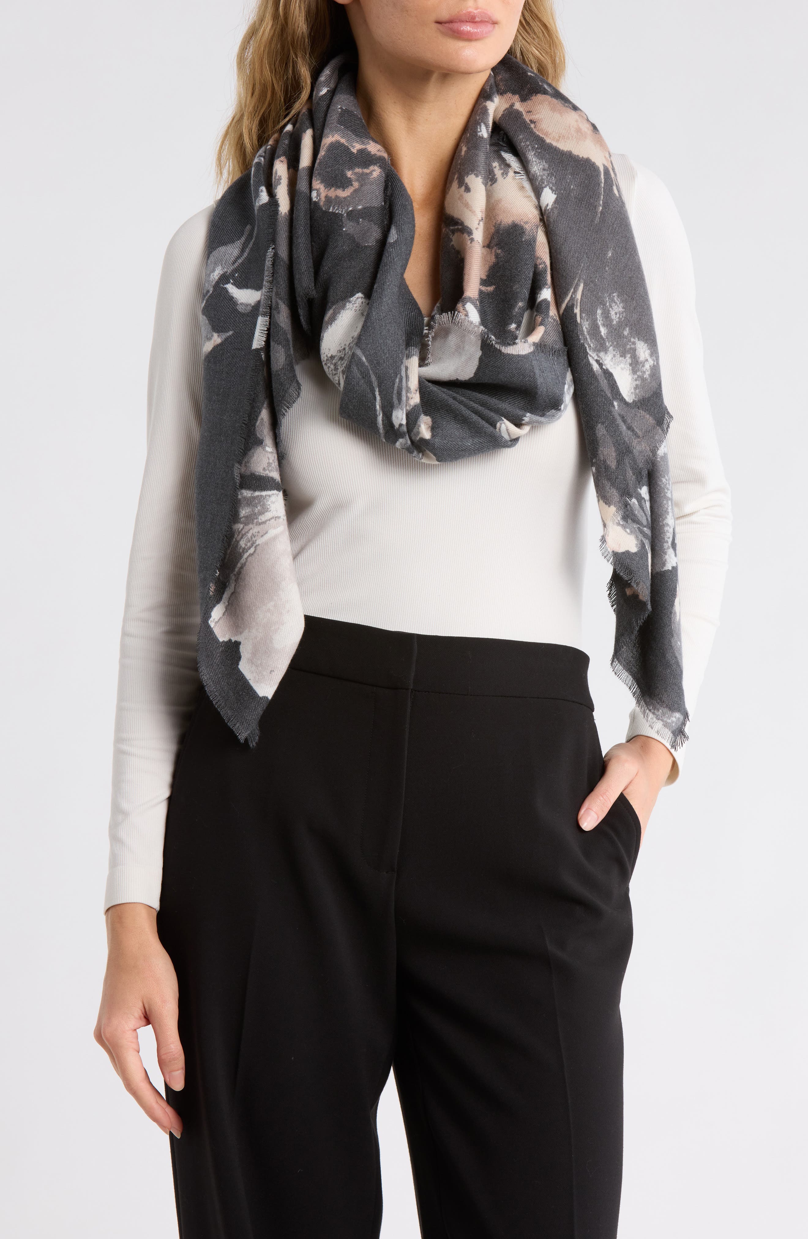 Vince Camuto Inky Floral Supersoft Wrap Scarf