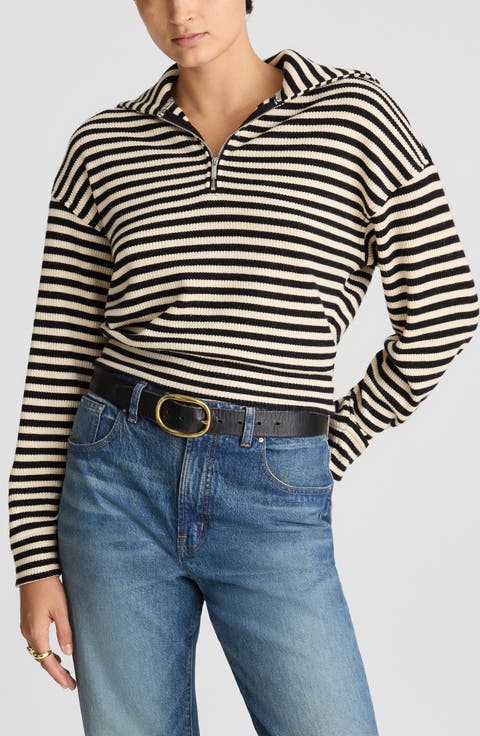 Stripe Half Zip Top