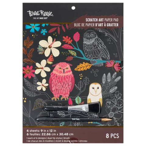 Scratch Art Paper Pad Owl & Moon 6 Designs