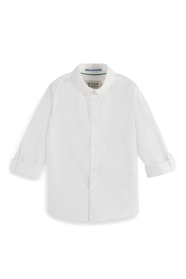 Kids' Cotton Dobby Button-Down Shirt, Main, color, WHITE