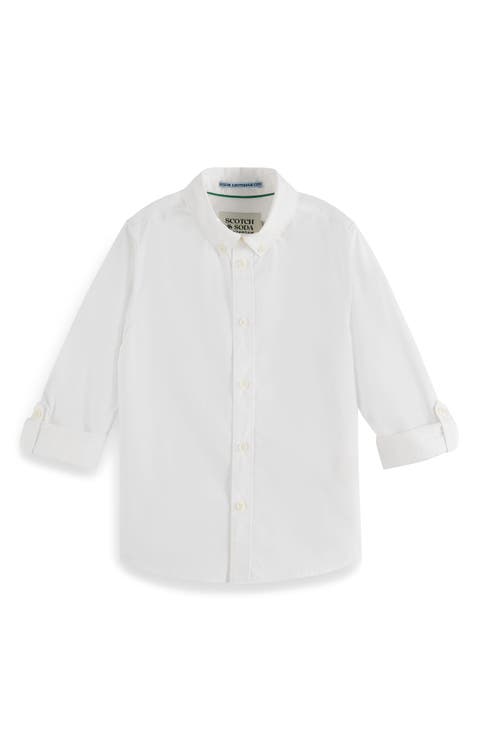 Kids' Cotton Dobby Button-Down Shirt (Big Kid)
