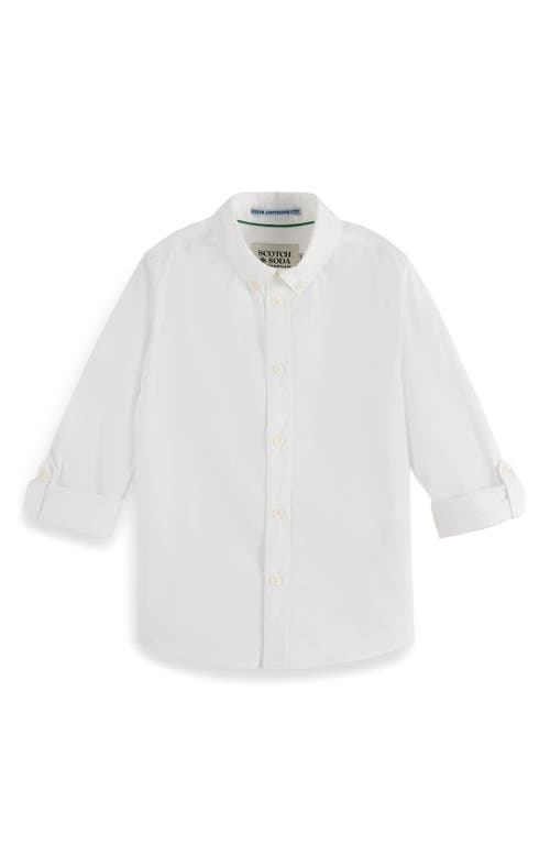 Scotch & Soda Kids' Cotton Dobby Button-down Shirt In White