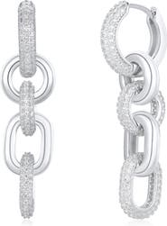 SUZY LEVIAN Pavé Cubic Zirconia Chain Drop Huggie Hoop Earrings