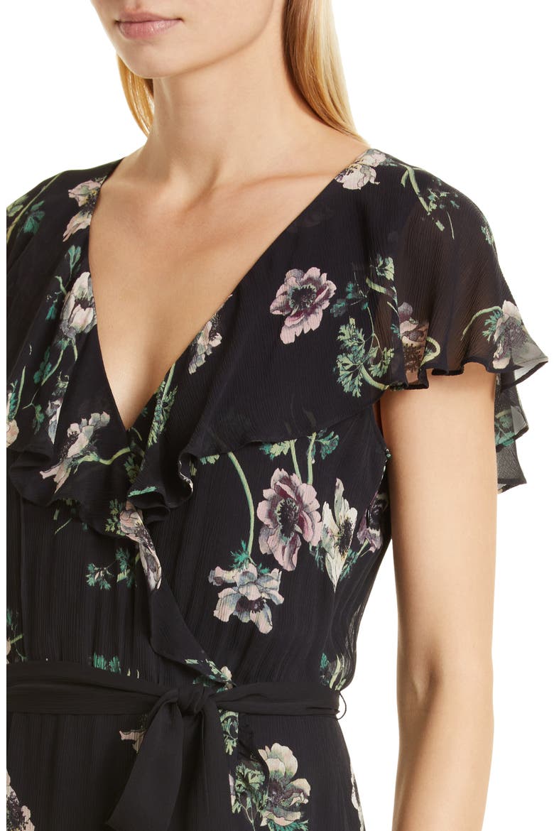 Palisades Cap Sleeve Silk Wrap Dress, Alternate, color, BLK MLTI