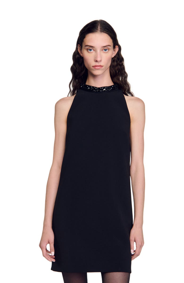 SANDRO Jewel neck dress, Alternate, color, 