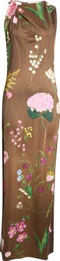 Oscar de la Renta Mixed Botanical Milano Jersey Dress