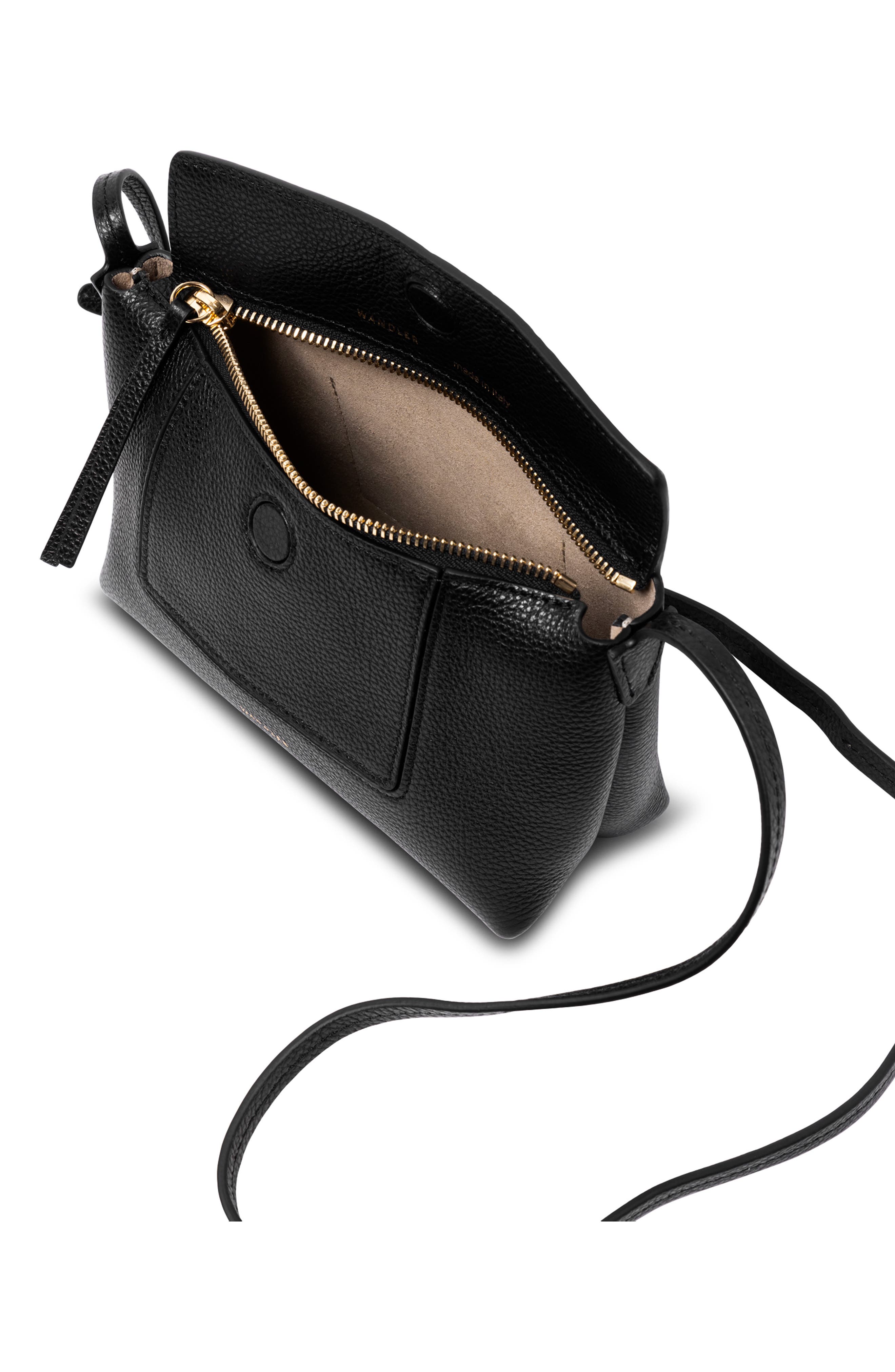 Wandler Mini Penelope Leather Shoulder Bag, Alternate, color, Black Crust 3283