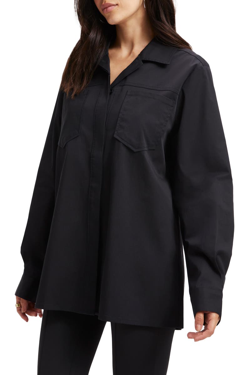 Good American Split Back Poplin Button-Up Shirt, Alternate, color, 