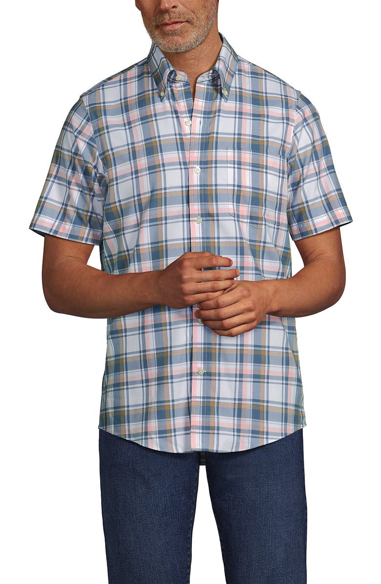 Lands' End Short Sleeve No Iron Twill Shirt, Main, color, 