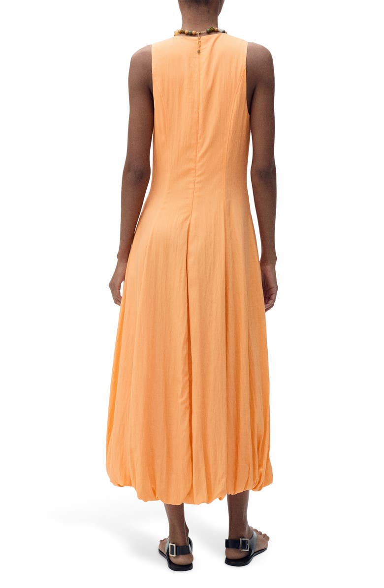 MANGO Sleeveless Bubble Hem Midi Dress, Alternate, color, Orange