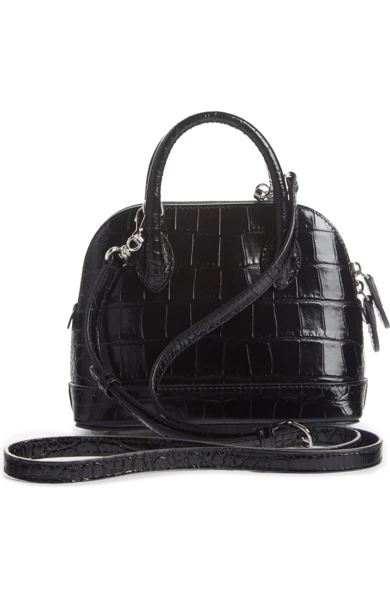 Balenciaga Mini Ville Croc Embossed Leather Satchel, Alternate, color,