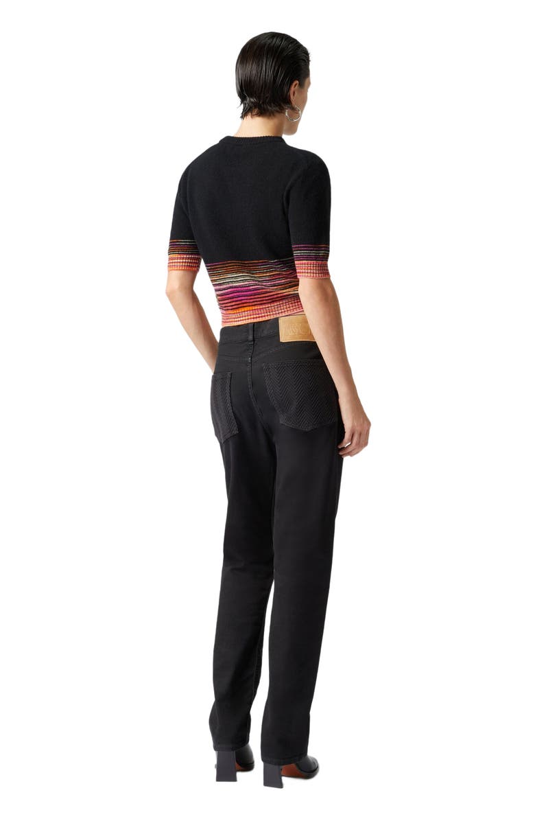 Missoni Short-sleeved Flared Cashmere Crewneck Crop Top, Alternate, color, 