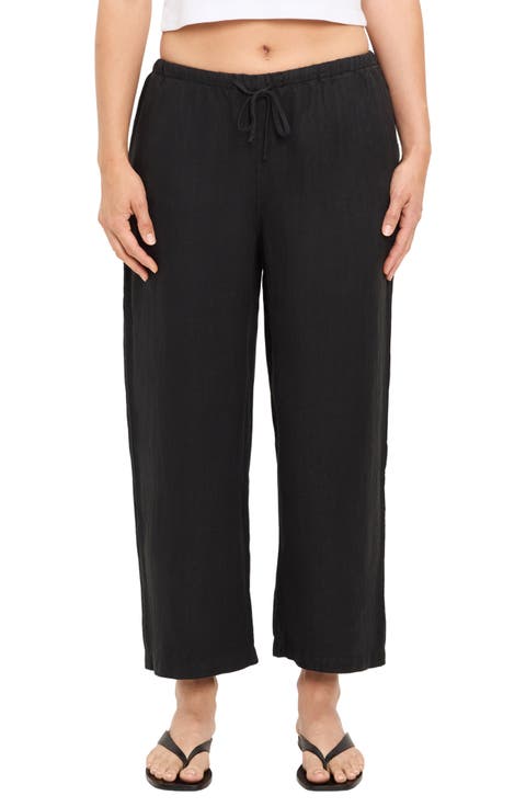 Tali Linen Blend Wide Leg Drawstring Pants