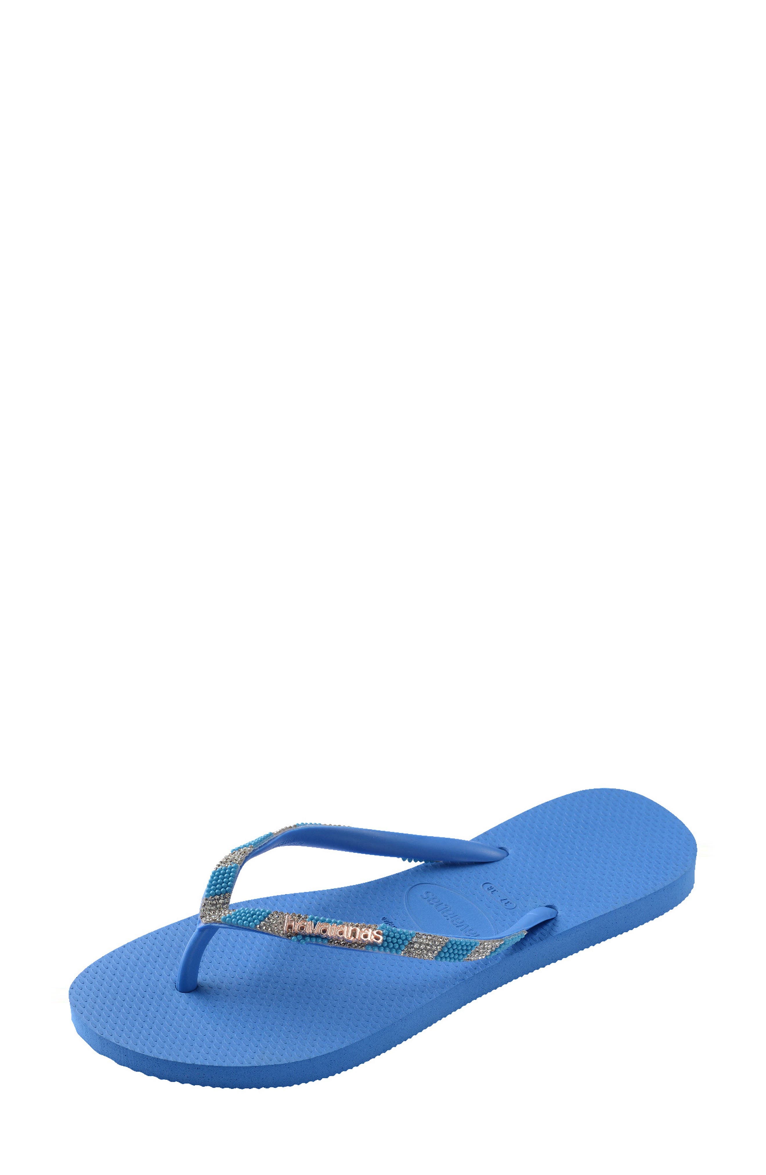 Slim Glow Embellished Water Resistant Flip Flop, Alternate, color, BRILLIANT BLUE
