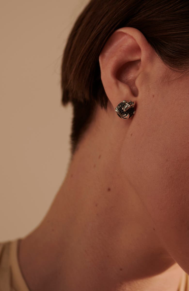 John Hardy Naga Black Sapphire Sterling Silver Stud Earrings, Alternate, color, 