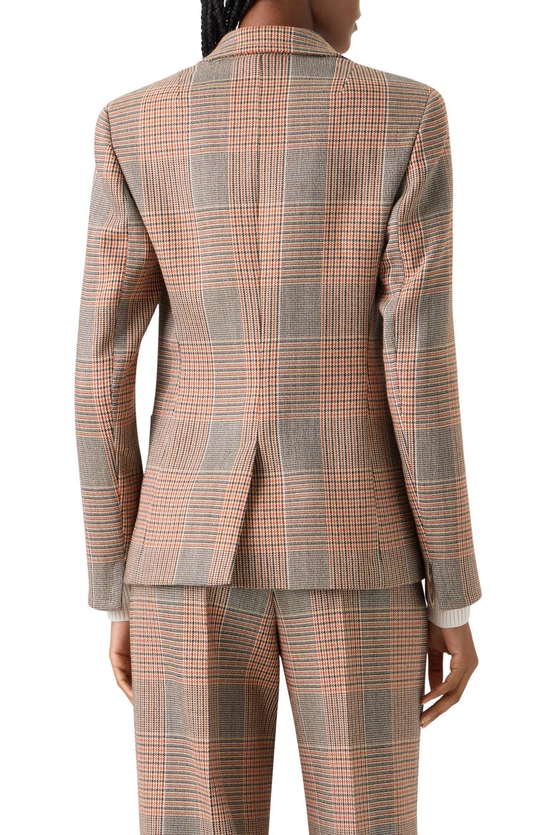 Glen Plaid Stretch Wool Jacket, Alternate, color, BEIGE-MOCCA-ORANGE