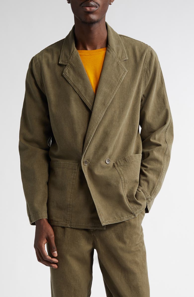 Noah Double Breasted Cotton Twill Sport Coat, Main, color, Dark Olive