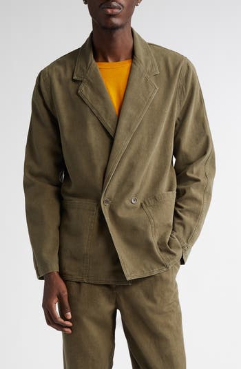 ジャケット・アウター HARD TWIST YARN DOUBLE BREAST COAT Knit Double-Breasted Herringbone Sutton Jacket