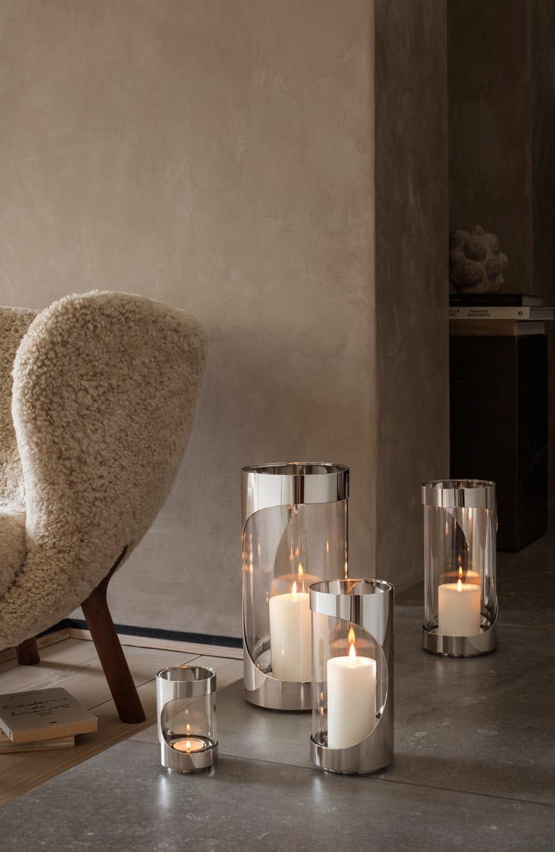 Georg Jensen Chrome Contours Hurricane Candle Holder, Alternate, color,