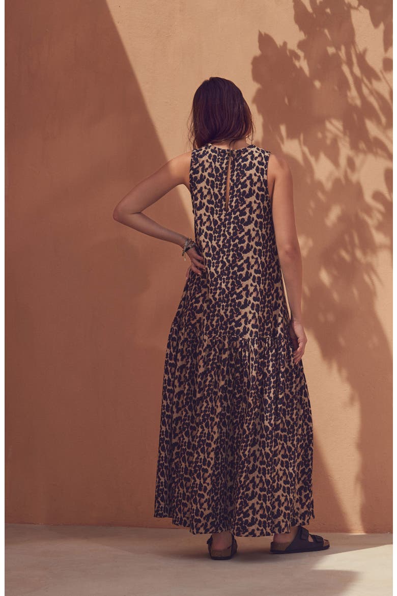 Sleeveless Drop Waist Dress, Alternate, color, BROWN