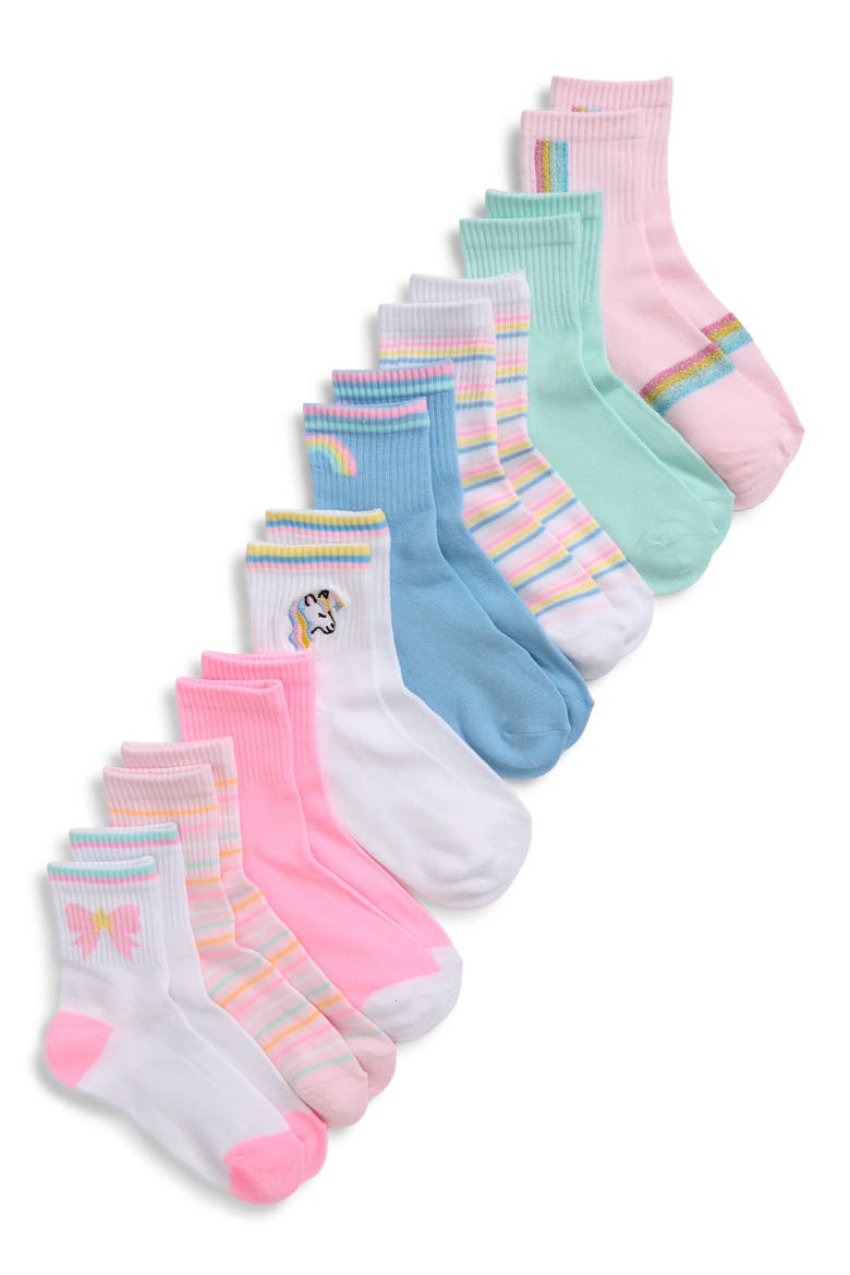 Kids' 8-Pack Quarter Socks, Main, color, PASTEL COMBO