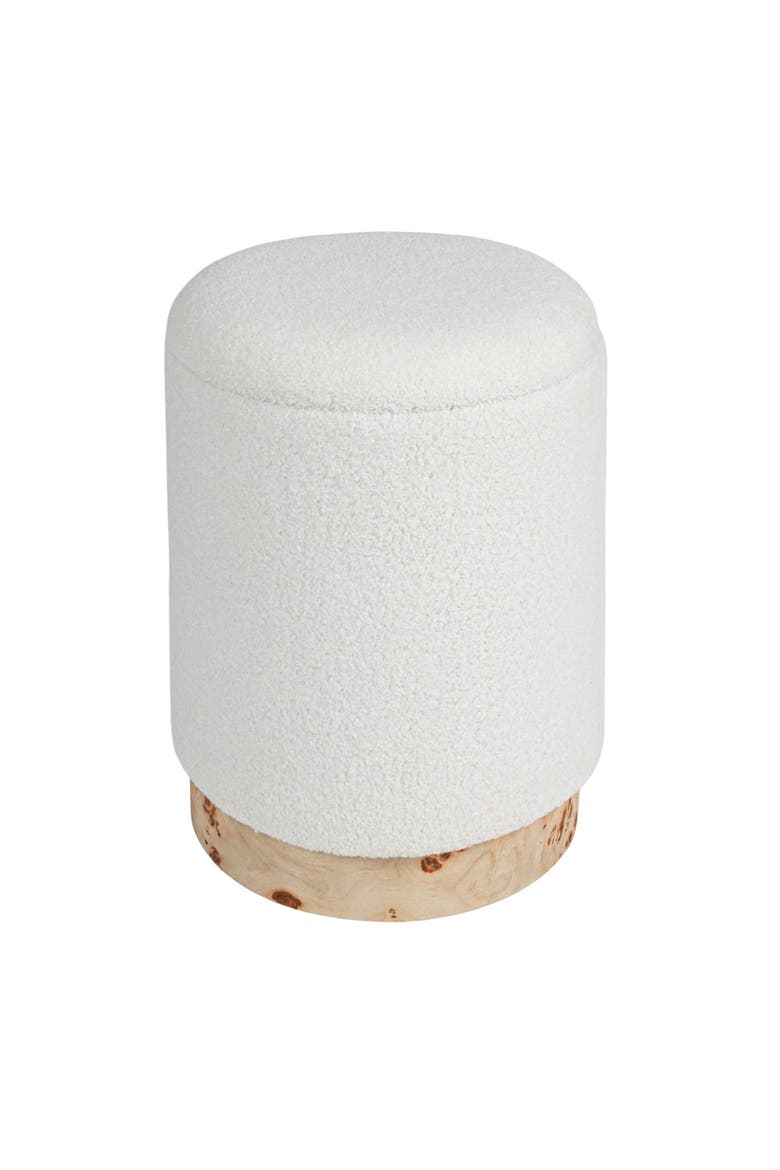 Round Boucle Upholstered Storage Stool with Removeable Lid, Cream, Main, color, Cream
