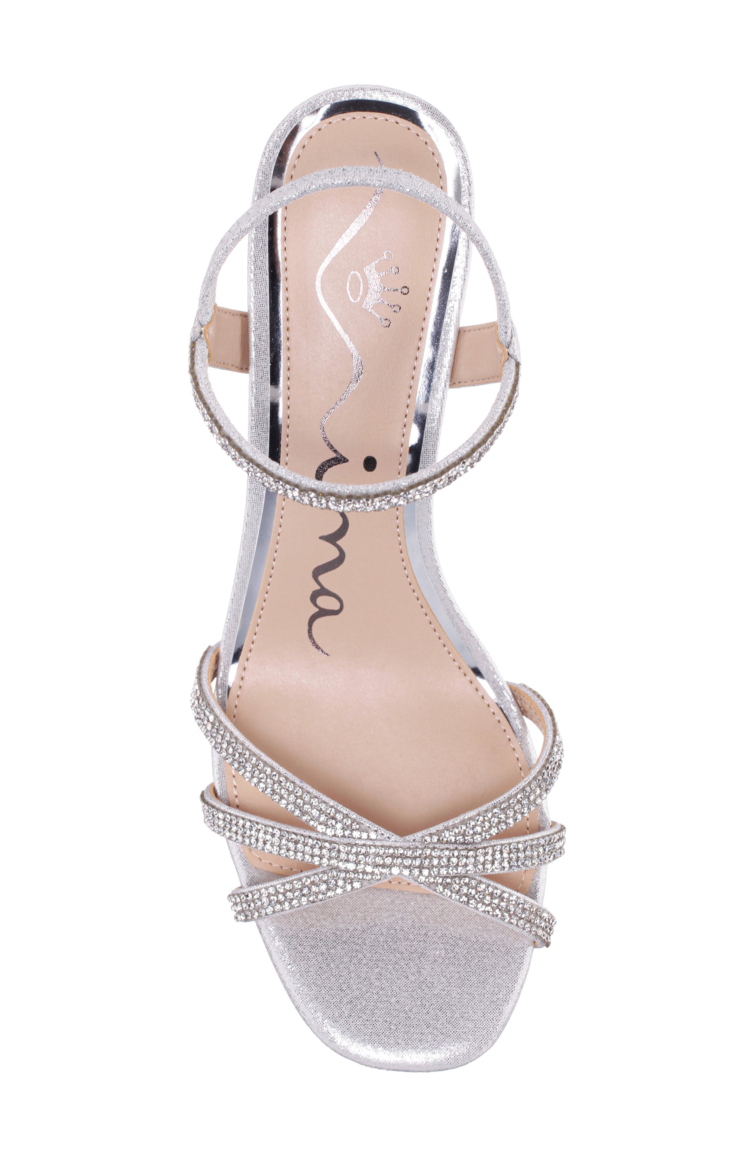 Nina Benarda Ankle Strap Sandal, Alternate, color, Silver