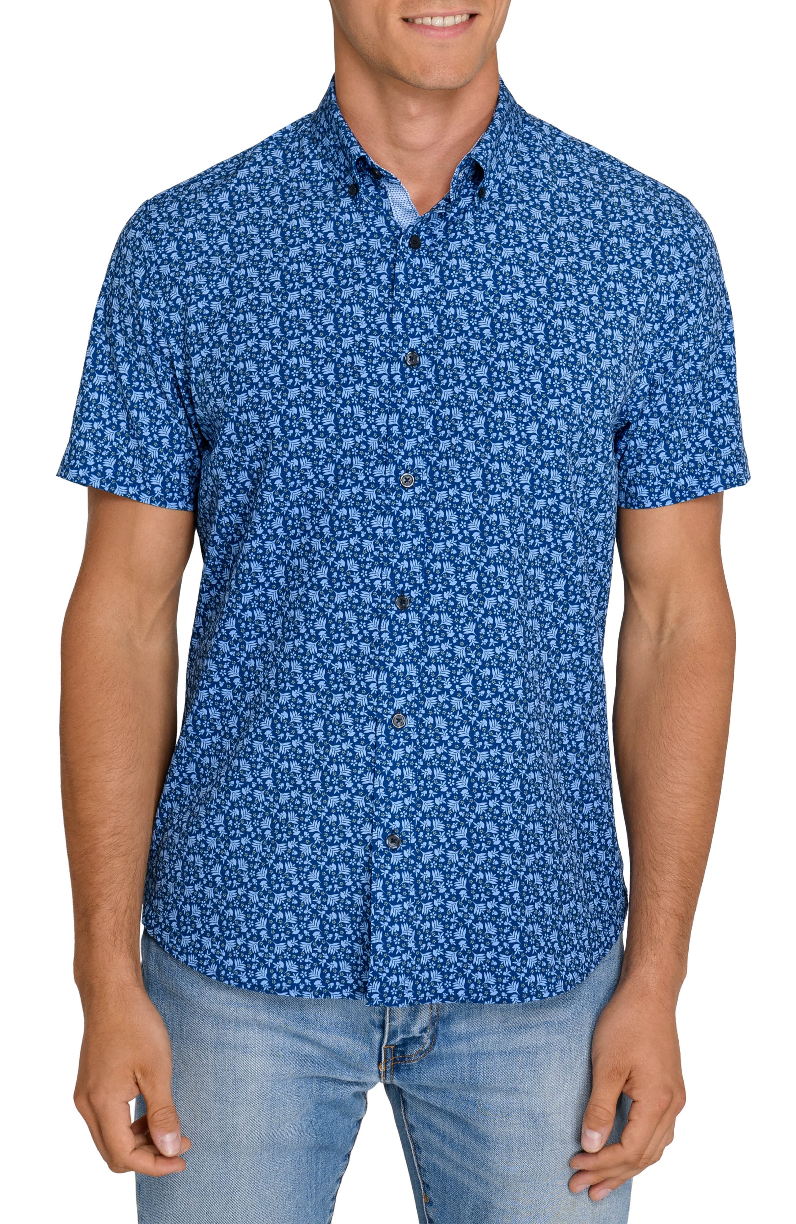 CONSTRUCT Slim Fit Tossed Botanica Performance Short Sleeve Shirt (Men ...