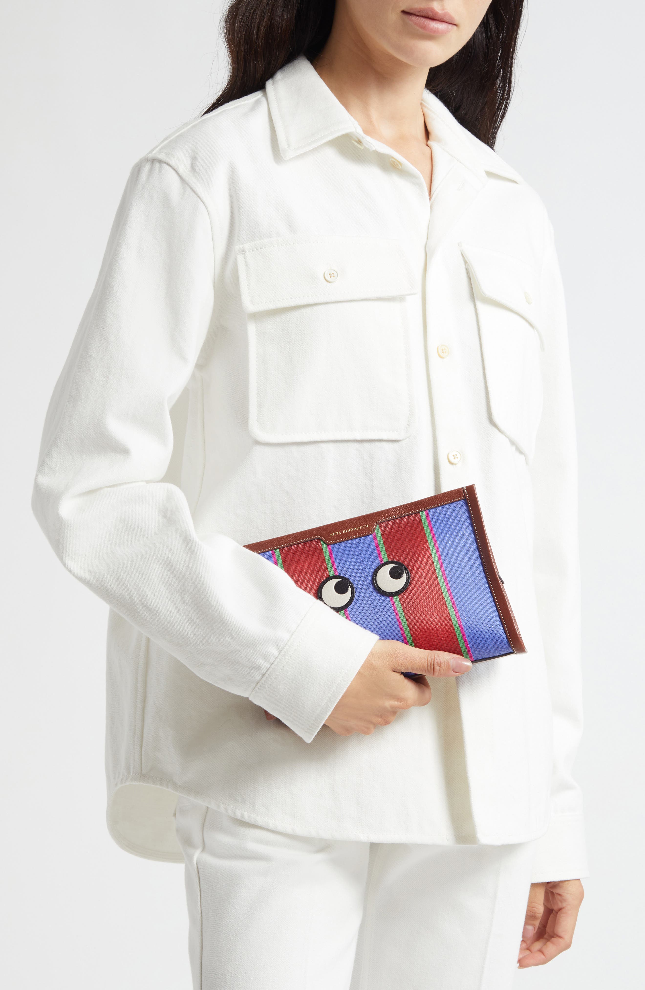 Anya Hindmarch Eyes Stripe Clutch, Alternate, color, 