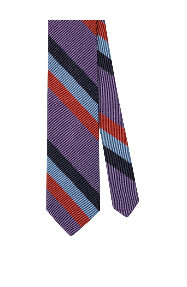 Robert Talbott Robert Bold Silk Cotton Stripe Best of Class Necktie, Main, color, Purple Multi