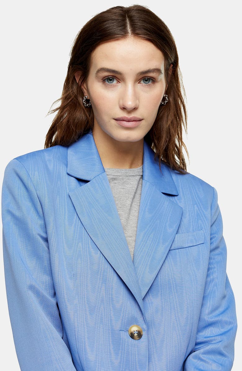 Topshop Moire Grandad Blazer, Alternate, color, 