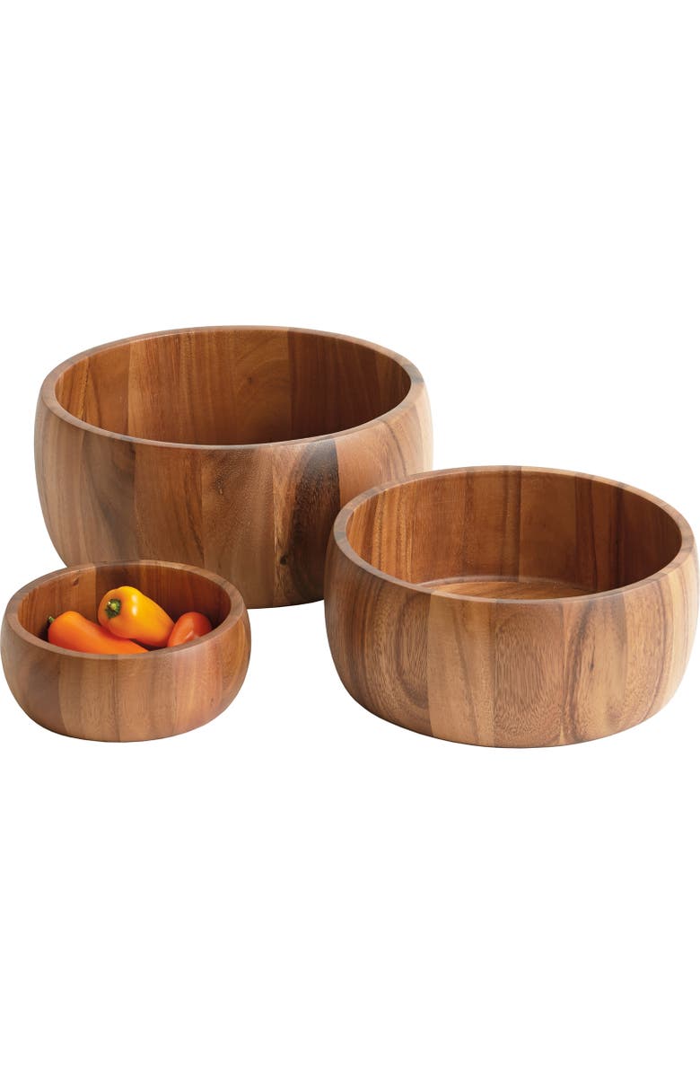 FRIELING Acacia Wood Calabash Bowl, Medium 4-Inch x 10-Inch Diameter, Alternate, color, Brown