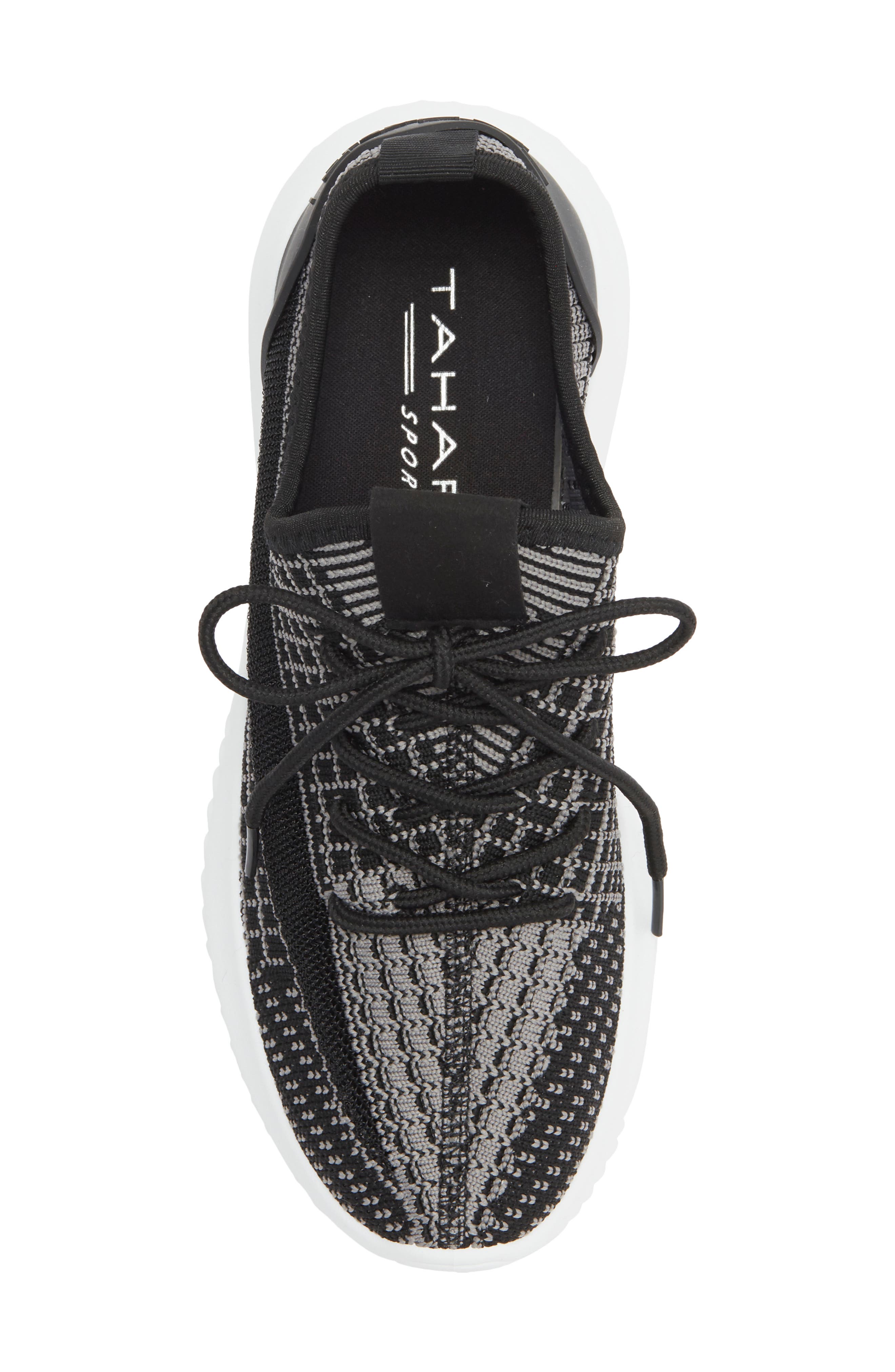 Tahari Patterned Knit Sneaker, Alternate, color, Black