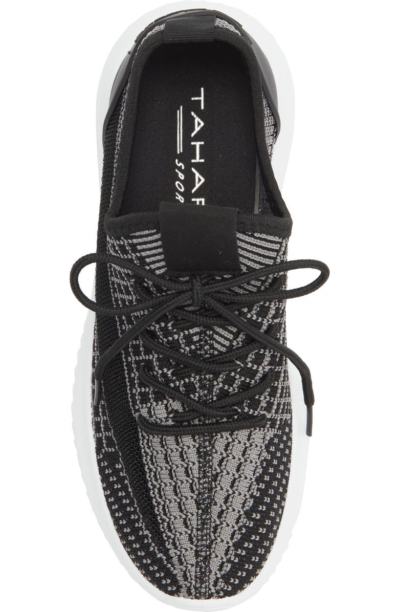 Tahari Patterned Knit Sneaker, Alternate, color, Black