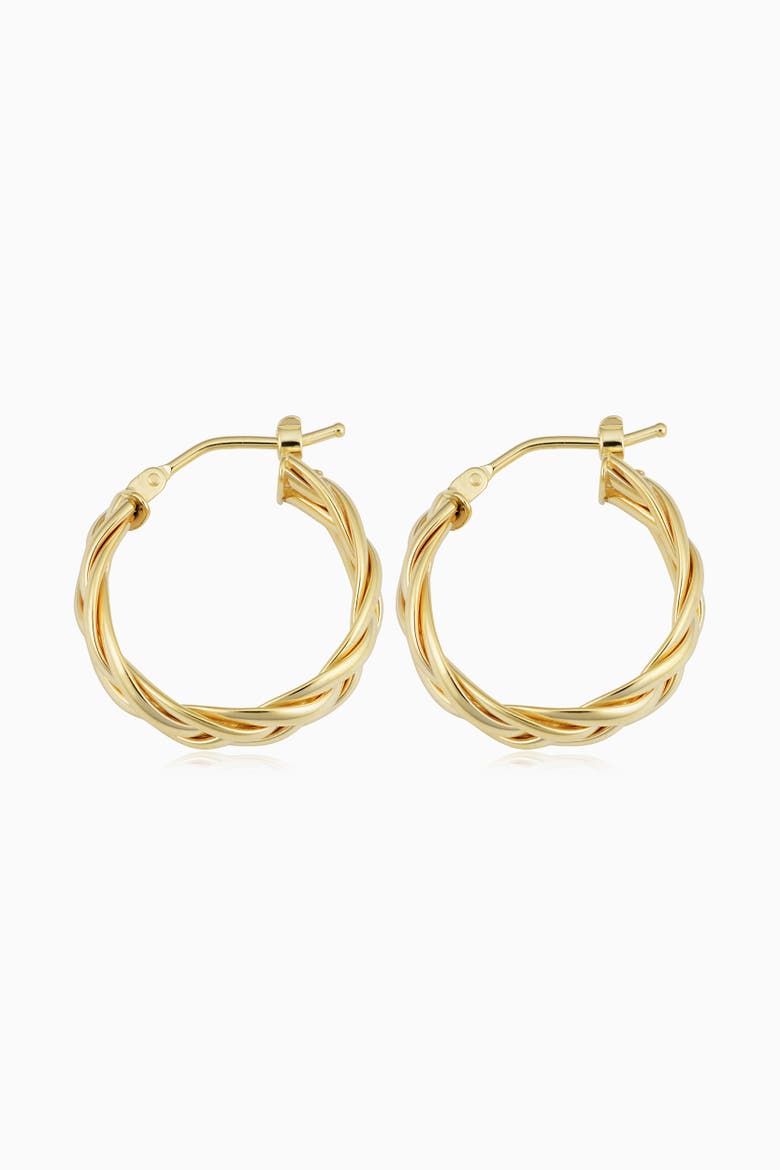 14K Yellow Gold Caesar Midi Hoops, Alternate, color, Yellow Gold