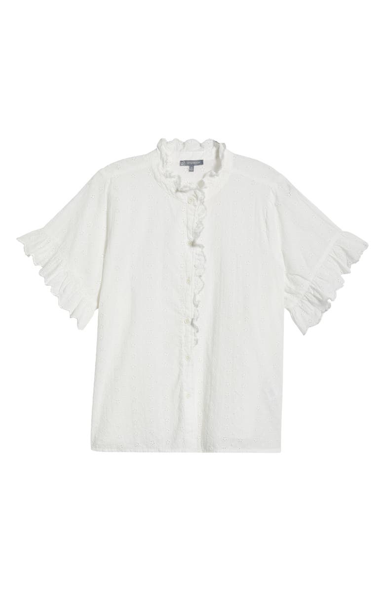 Wit & Wisdom Embroidered Eyelet Short Sleeve Button-Up Shirt, Alternate, color,
