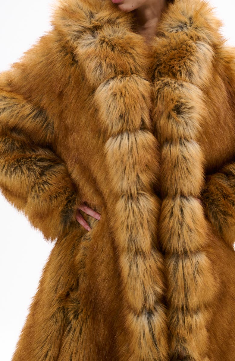 AZALEA WANG Elizabeth Faux Fur Coat, Alternate, color, Tan