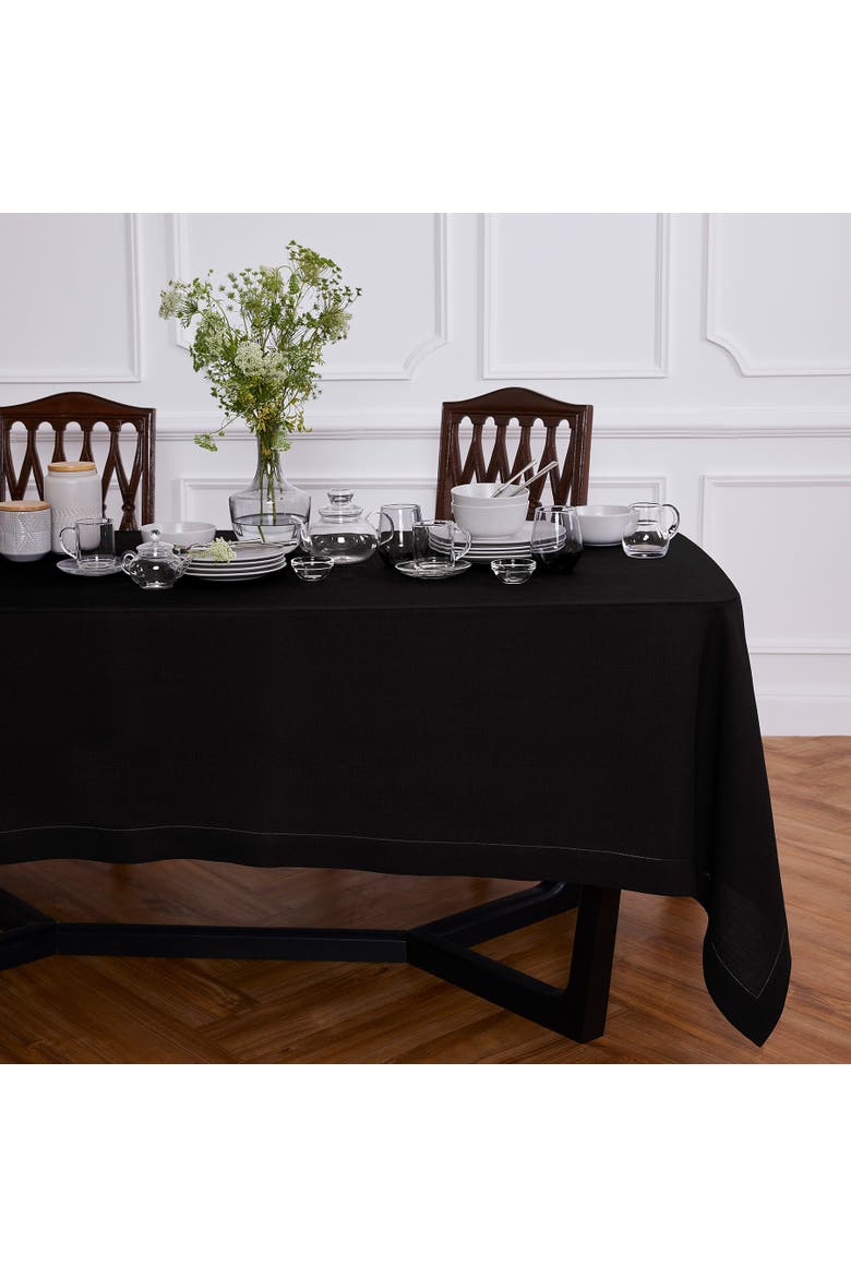 Linen Tablecloth - Sonoma Hemstitch, Main, color, Black