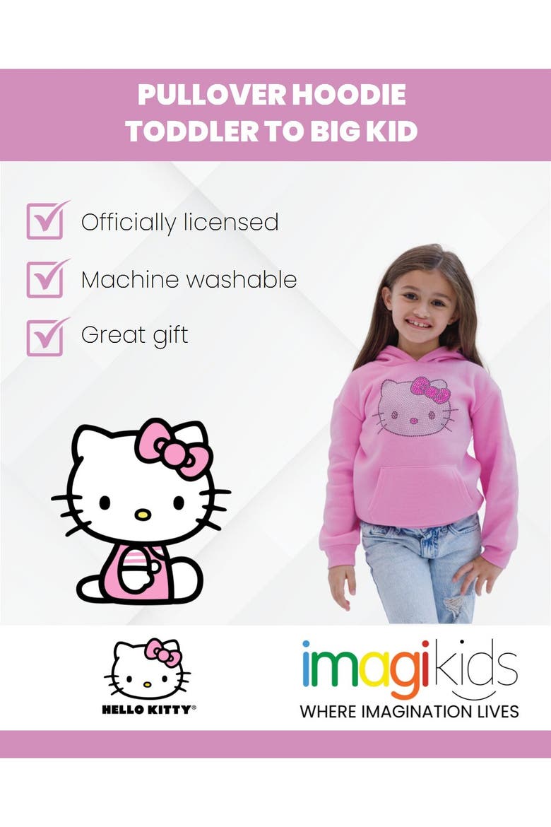 Fleece Hoodie, Alternate, color, Hello Kitty Pink