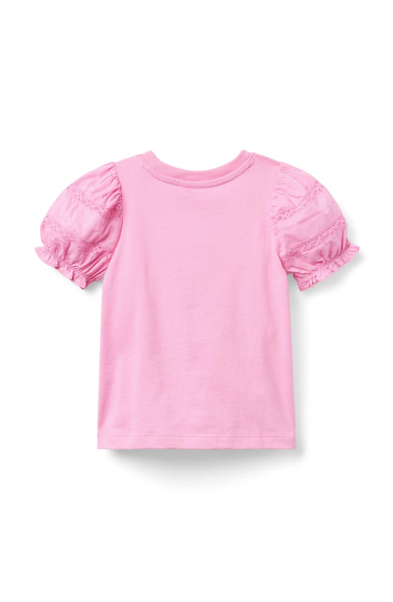 Janie and Jack Pink Puff Lace Sleeve Top, Alternate, color, Pink
