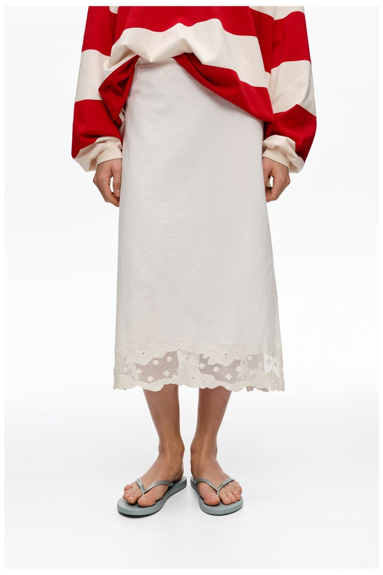 Cotton Lace Midi Skirt, Alternate, color, IVORY