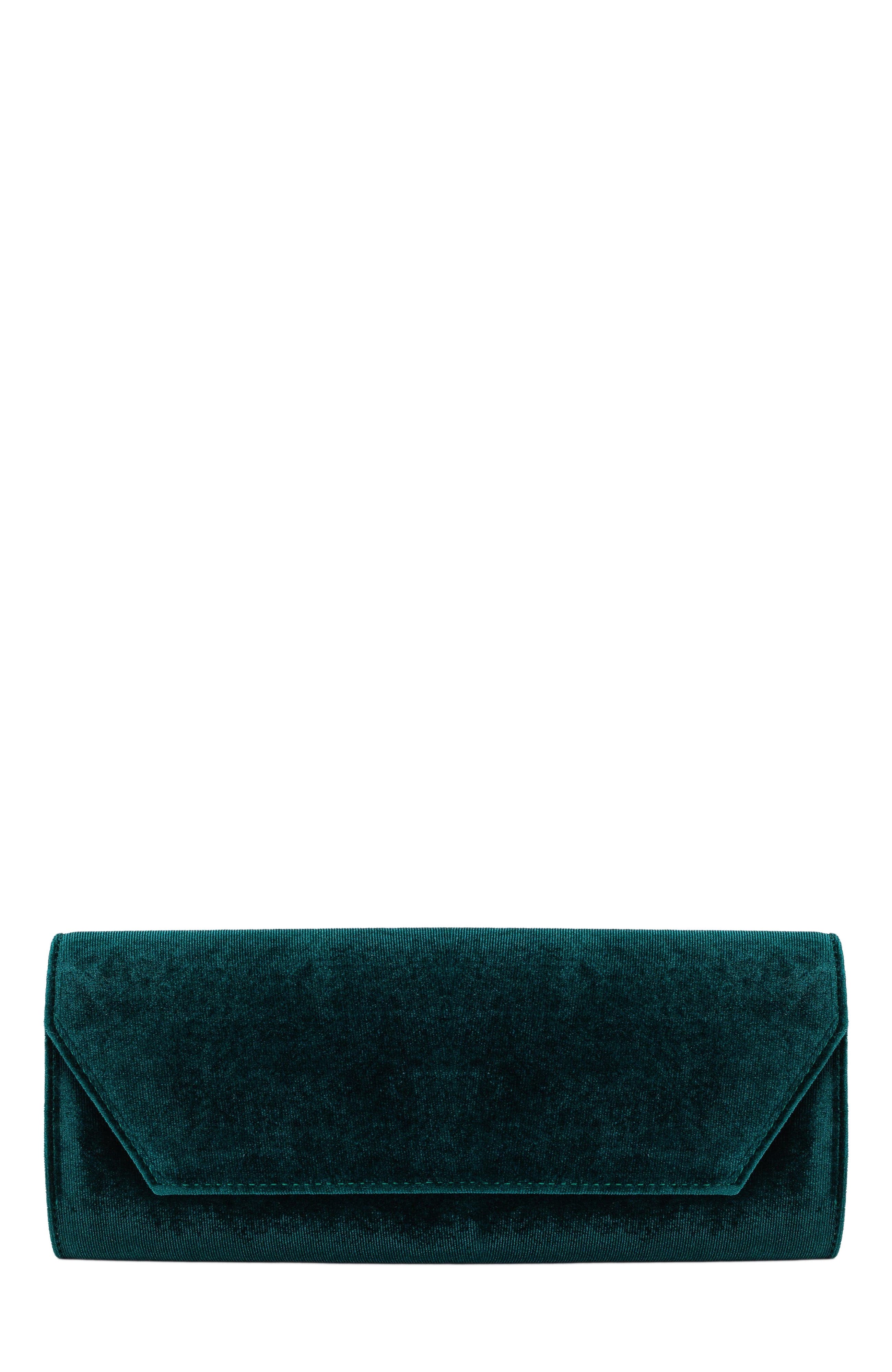 Forever & Always Shoes Scarlett Evening Purse, Main, color, Emerald Green Velvet